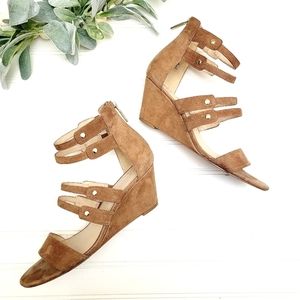 Leather Suede Wedge Sandals